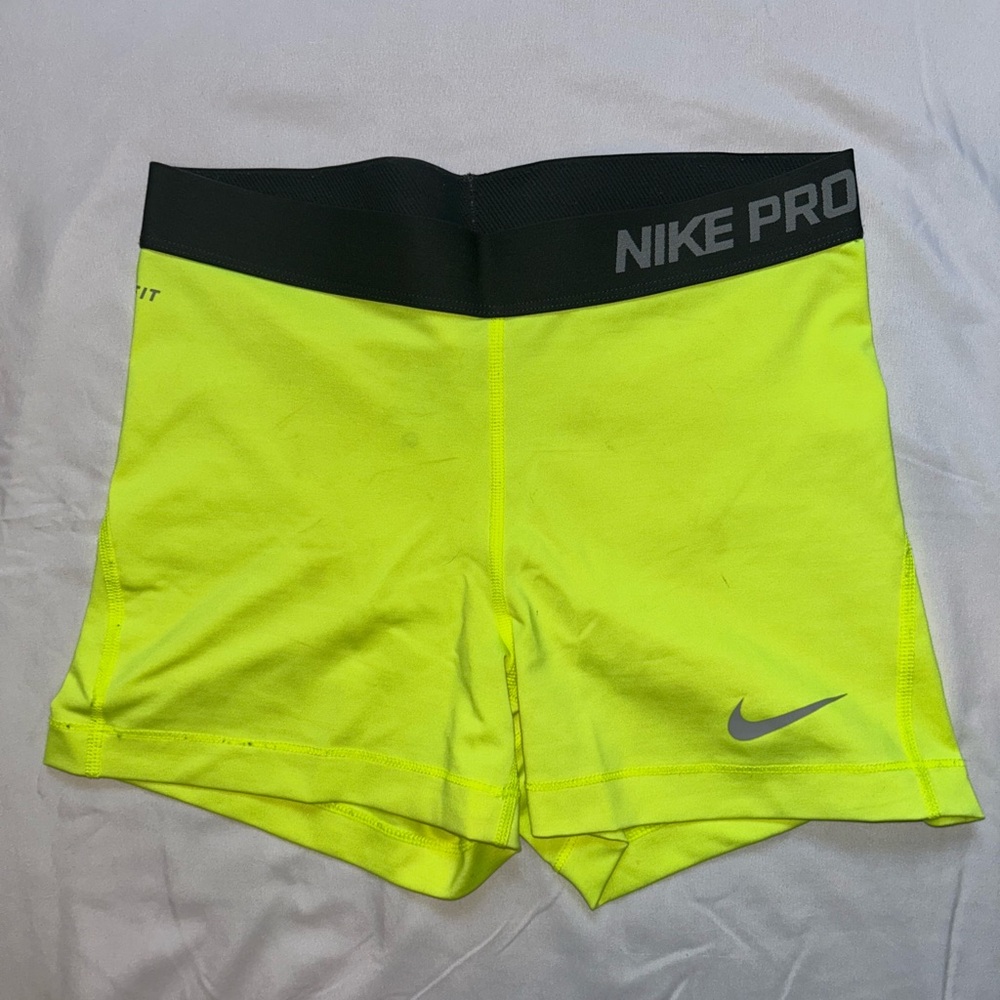Nike Pro Shorts Size Medium. Neon Yellow